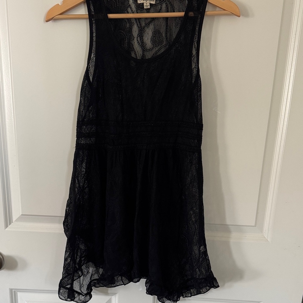 Lily White Black Floral Lace Sheer Top